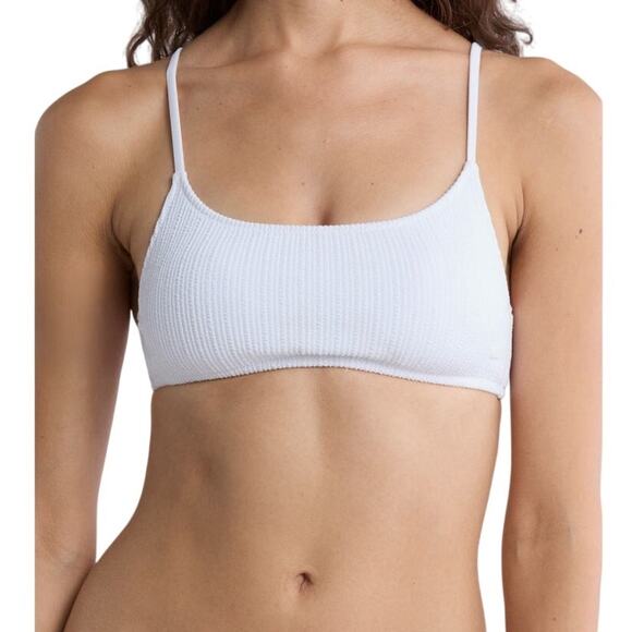 Roxy Women's Aruba Bralette Bikini Top Bright White Size XL Textured Swimwear - Picture 1 of 7